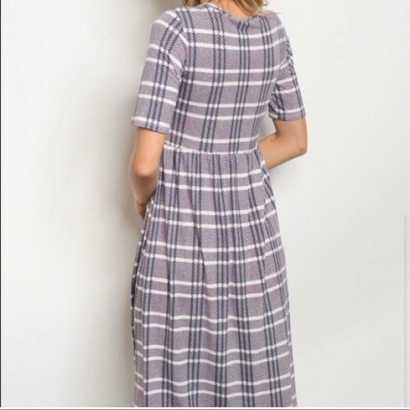 Purple Checkered Dress Shirt Sleeve Midi - HP - Picture 3 of 3